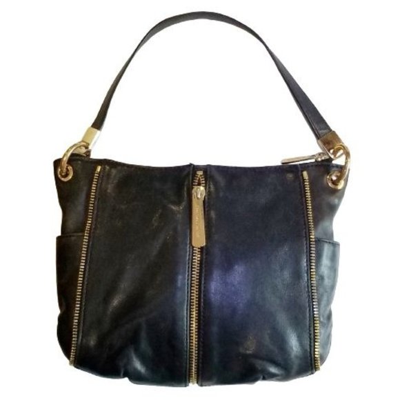 Michael Kors Newman Leather Hobo Bag Zip Accent Gold Hardware - Picture 4 of 12